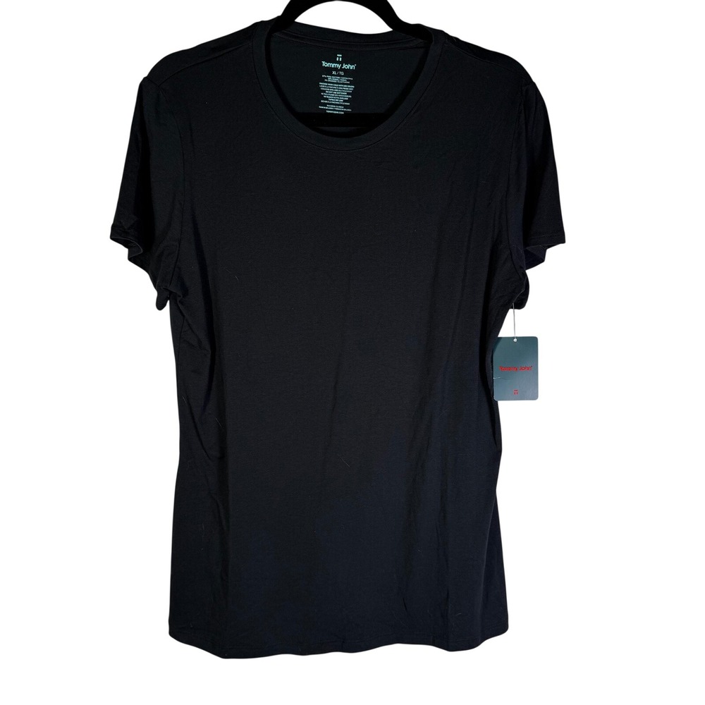NWT Tommy John Second Skin Tee Womens XL Black Pima Cotton Modal Crew Neck